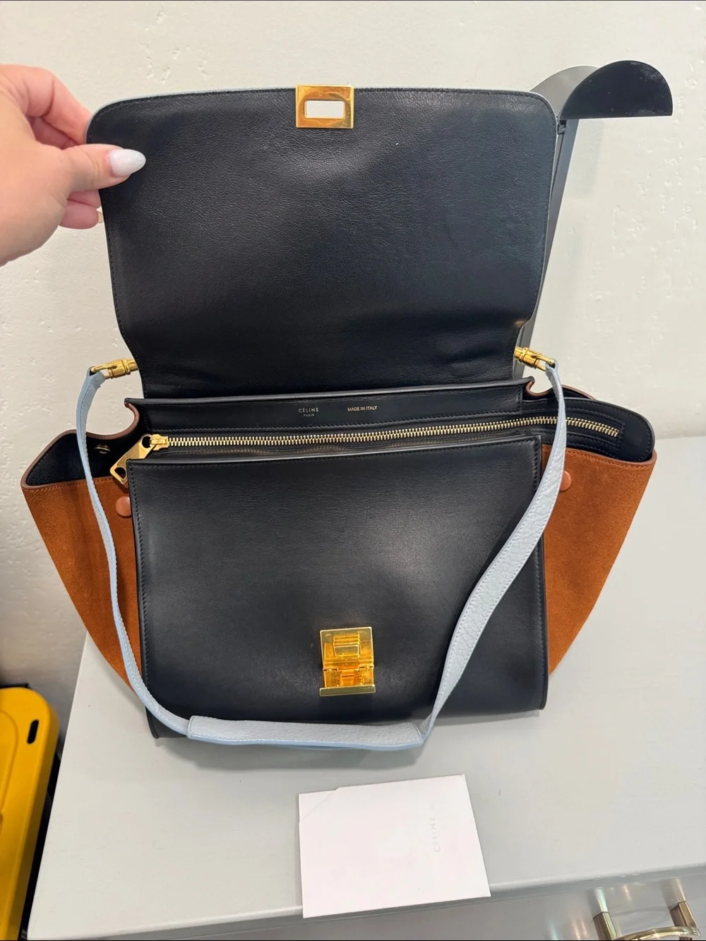 Celine Tricolor Trapeze with Gold Hardware